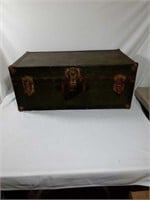 Army-green, Antique-style trunk. Measures