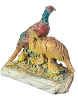 Majolica Style FREEMAN LEIDY Pheasant Sculpture