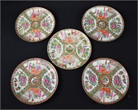 5 Early Chinese Export Rose Medallion Plates