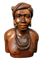 Carved Wood Tribal Woman Bust