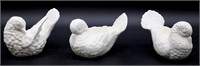 Set of 3 Porcelain & White Bird Figurines
