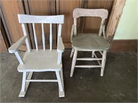 2 small decorative wood chairs