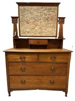 Solid Oak Art Nouveau Dresser