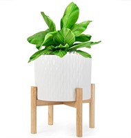 Ladovita Ceramic Plant Pot With Stand, 8 Inch