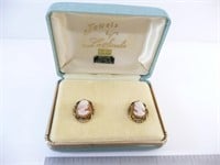 LaScala 12K Gold Filled,Hand Carved Cameo Earrings