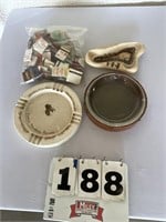 Vintage advertising ashtrays, matches