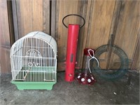 4 bird feeders of various sizes
