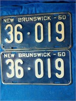 Set of 1950 NB license plates