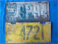 1919 and 1920 NS licence plates
