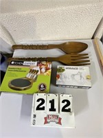 Wooden fork & spoons & cutting board set, cake