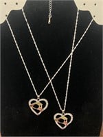 Lot of 2 identical 925 Silver Heart necklaces