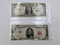 Silver Certificates - 1 & 5 Notes