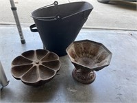 Cobbles Tray And Early Cast Iron Planter, Coal Buc