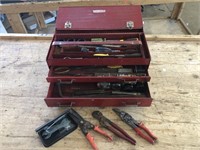 Lrg Red Craftsman Metal Tool Box W/ Contents