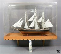 Model Ship in Plexiglass Box w/Shelf