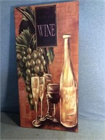 Home Decor-14”X28” Wine & Grapes On Canvas Wood