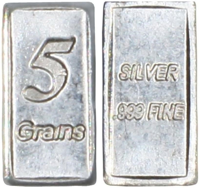 5 PURE SOLID .999 SILVER BARS