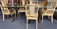 11 - GLASS-TOP DINING TABLE W/ CHAIRS