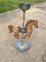 WOODEN DECOR CAROUSEL HORSE 38” TALL