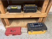 5 empty tool boxes