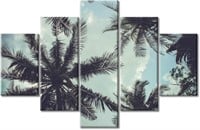 Coconut Palms Canvas Wall Art  B/W (60Wx40H)