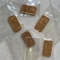 (5)1 Gram Copper Bars