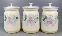 Glazed Pottery Canisters / 3 pc