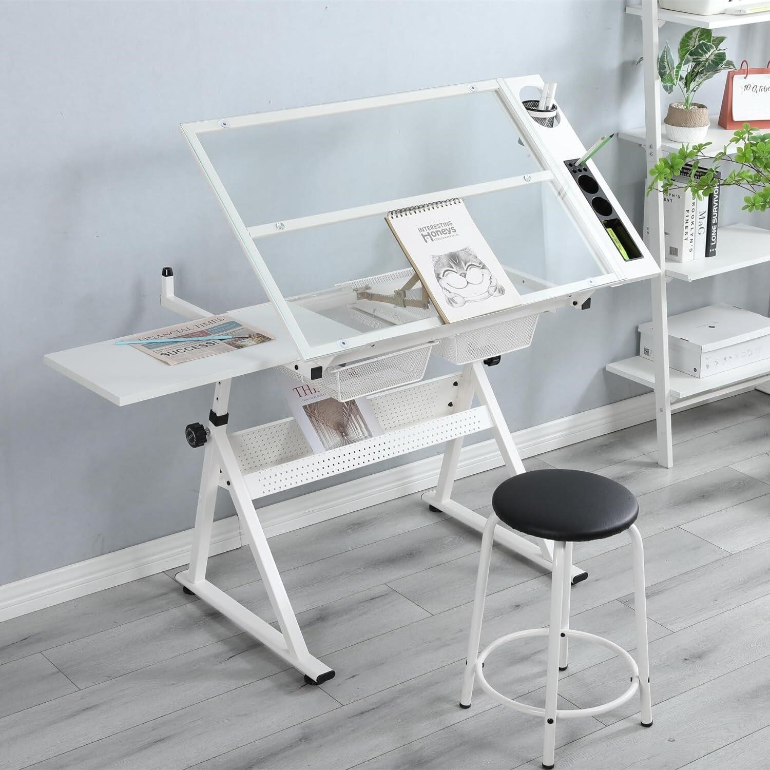 Drafting Table  31.5-49.5 Adjustable  White