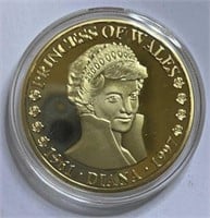 Princess Diana Queen of Hearts Coin Gold Color