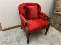 Vintage Red Velvet Arm Chair