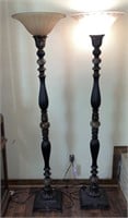6’ tall vintage lamps w faux stone