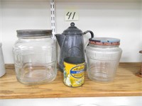 Glass Coffee Jar, Glass Herring Jar, Armour's -
