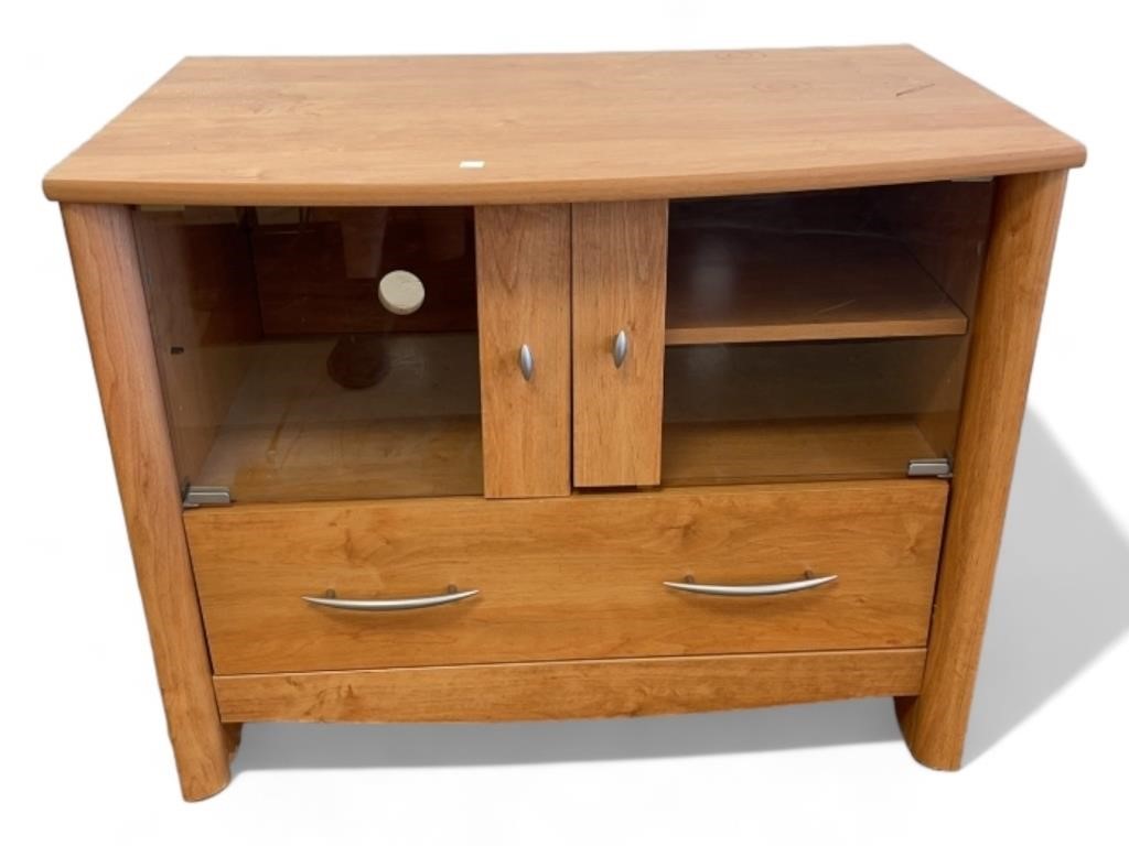 Small Light Wood TV Entertainment Stand