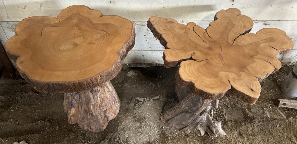 2 handmade wooden tables