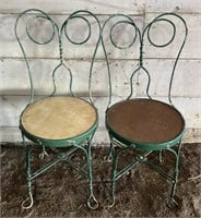 2 antique metal chairs