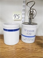 (2) Blue Band Beater Jars - (1) Wesson Oil
