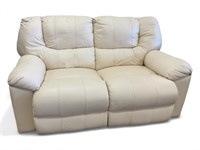 BERKLINE White Leather Reclining Love Seat