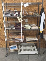 CONTENTS OF RACK, GATE, CURTAIN HARDWARE, MISC