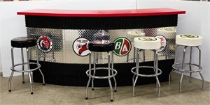 GAS STATION THEMED BAR WITH 4 STOOLS