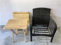 Metal Frame Wicker Chair/Wood Folding Tables