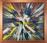 Modern Abstract Starburst Oil Signed 1962