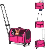 Cat Carrier with Wheels  Approved  20 lbs  Pink
