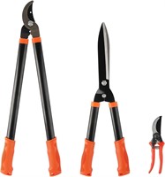 3pc Garden Set: Hedge Shears  Bypass Loppers