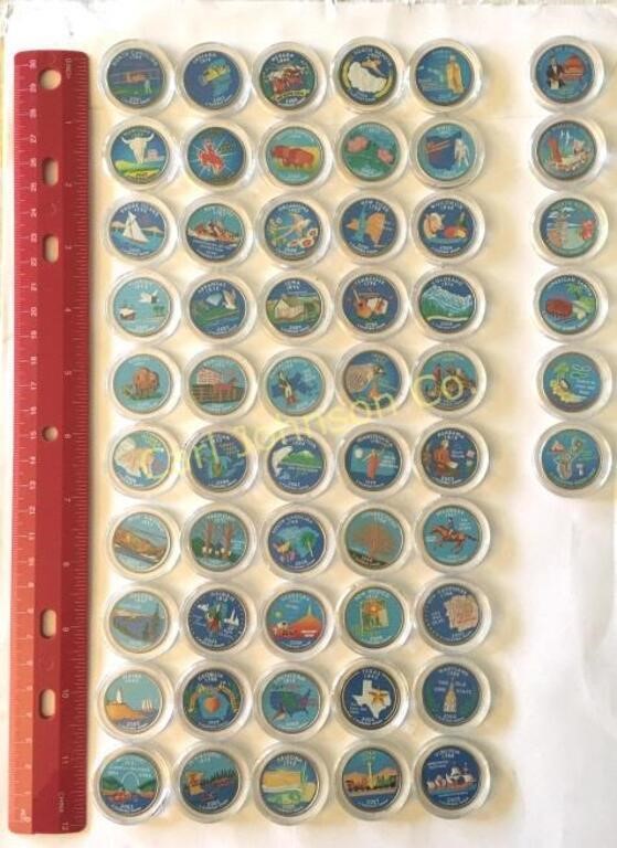 COMPLETE SET STATE QUARTERS COLORIZED (56 COINS)