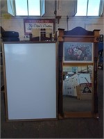 Large Mirror w/ Floral Design & Whiteboard 2ft x
