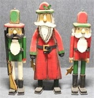 Painted Wood Christmas Figurines / 3 pc