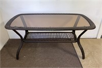 Tinted Glass Top Wicker Coffee Table