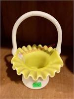 Yellow and White Glass Basket (back room)