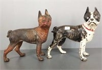 2 antique cast iron Boston Terrier doorstops - 10"