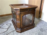 Wood & Glass Enclosed End Table Display Cabinet